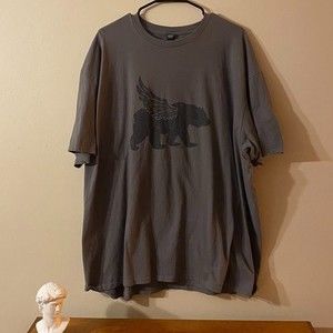 Men's Gray T-shirt, Bear with wing on the front, Size 3XL